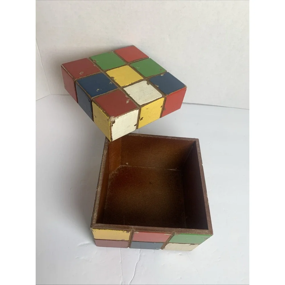 Rustic - Wooden - RUBIKS Cube - Storage‎ BOX - Home Decor Vintage Style